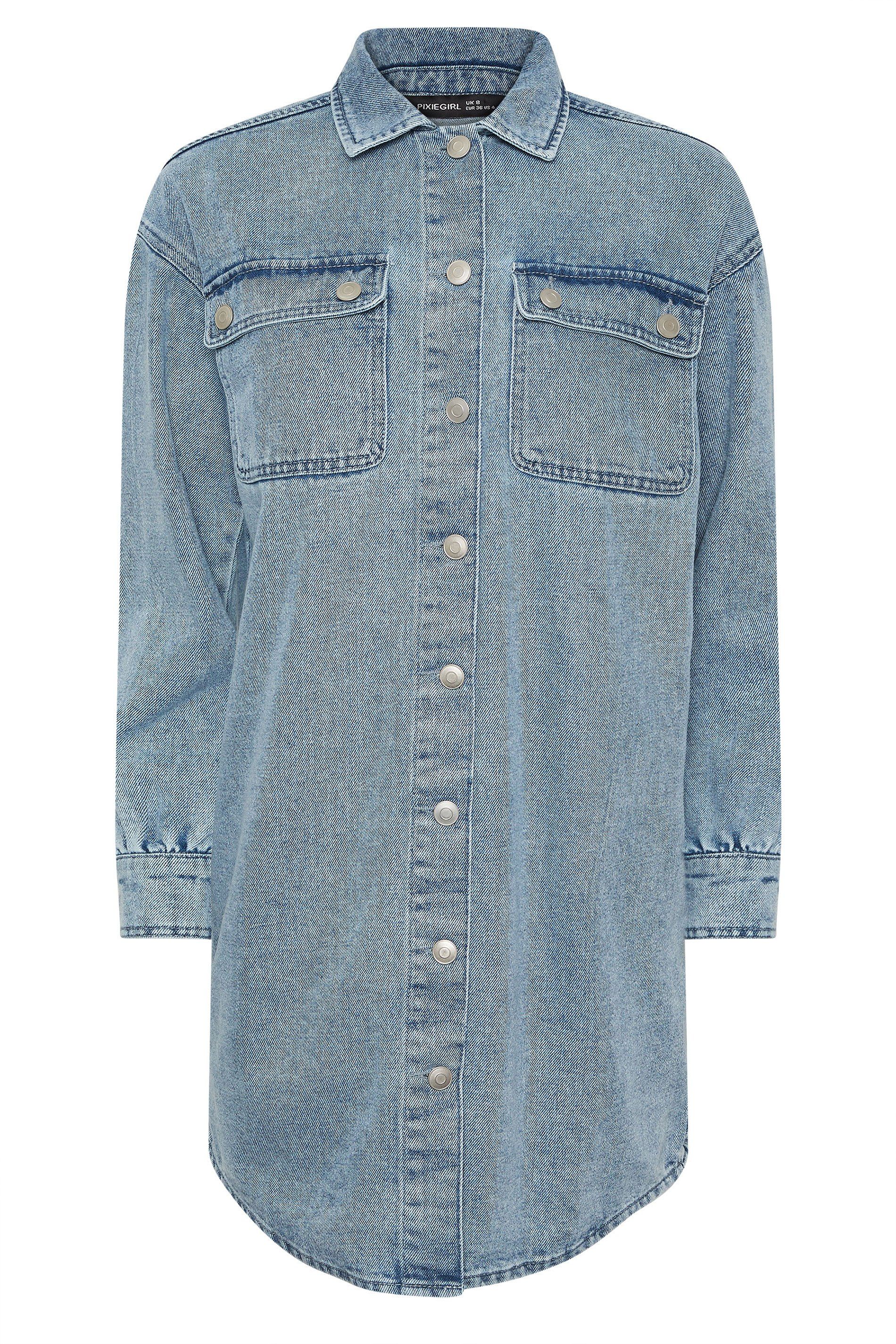 PixieGirl Petite Denim Shirt Mini Dress