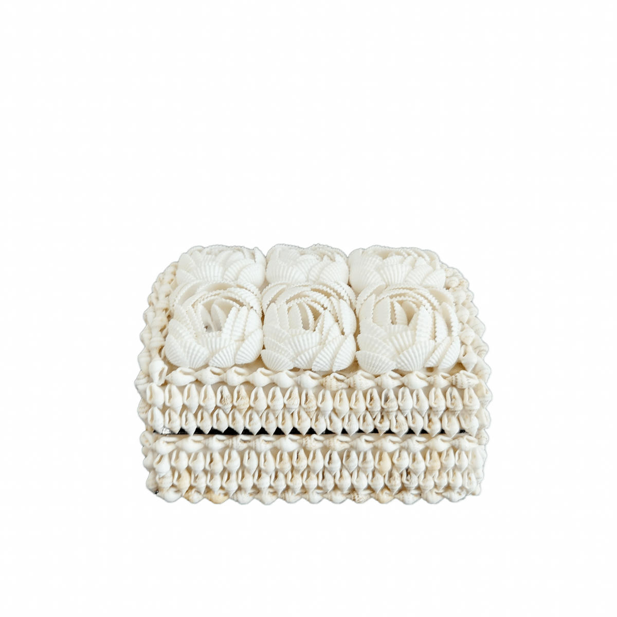 FLEUR - Boîte en coquillages, blanc 14x25x10 cm