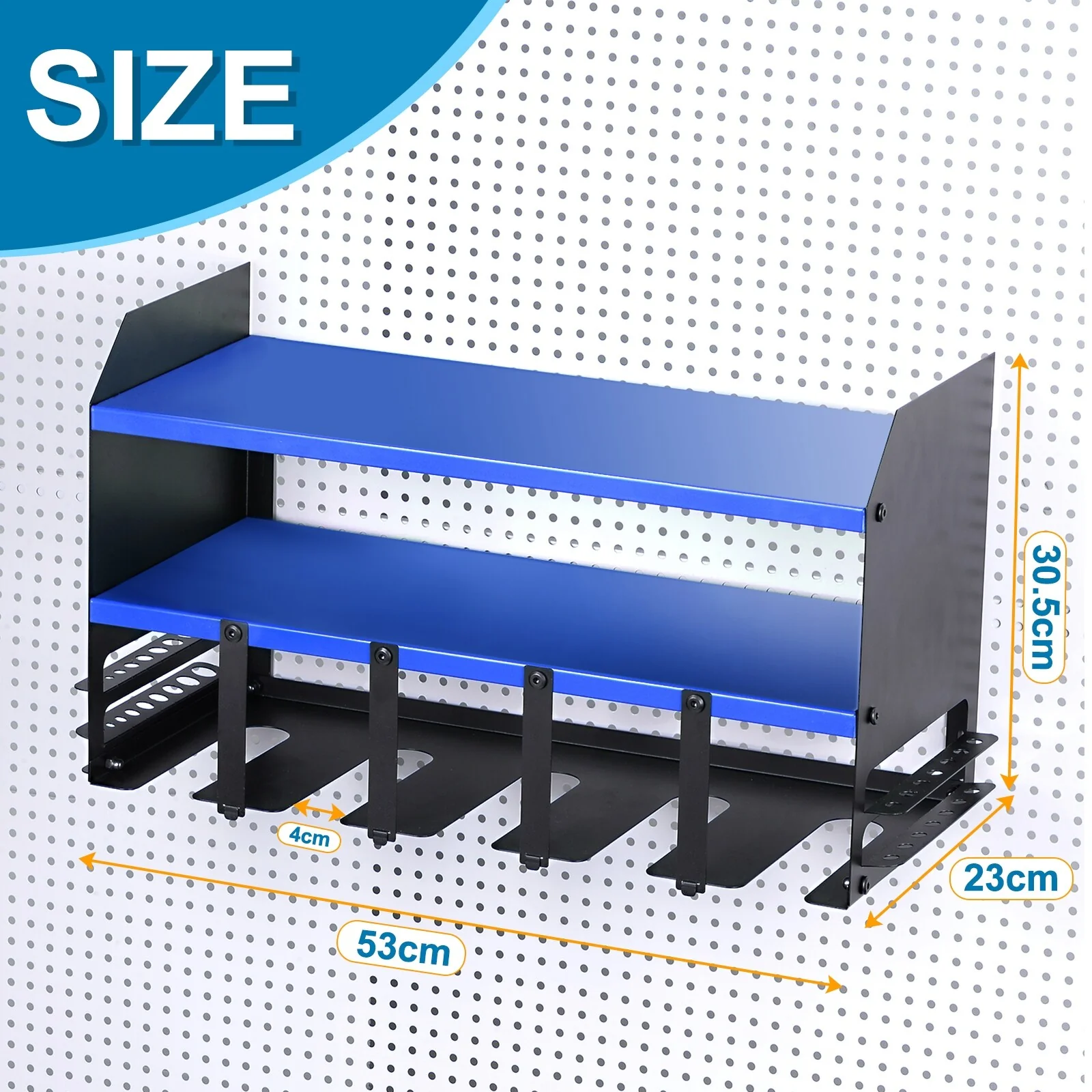 Power Tool Organizer 3 Layers 5 Drill Storage Racks Wall Mounted Style, Blue