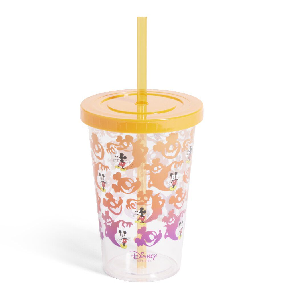 Gobelet à paille Mickey Disney Halloween fantôme orange et violet