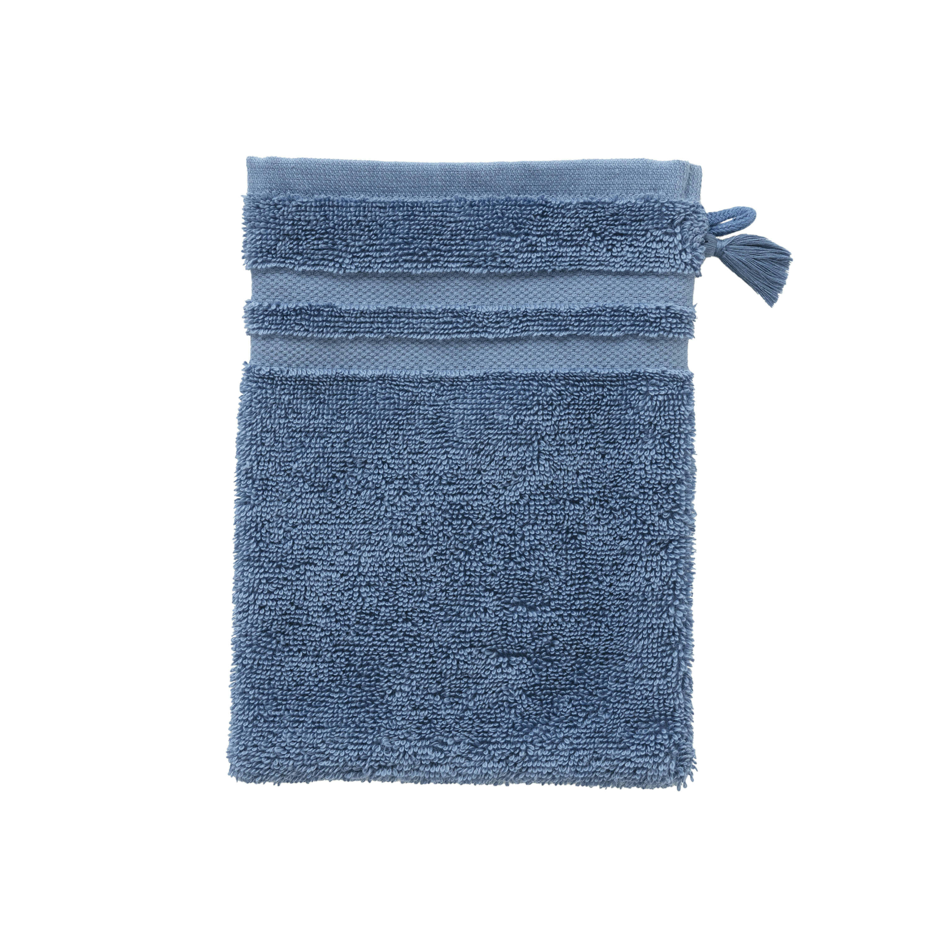 MADELEINE - Gant de toilette bouclette de coton bouclette uni bleu 15 x 21 cm