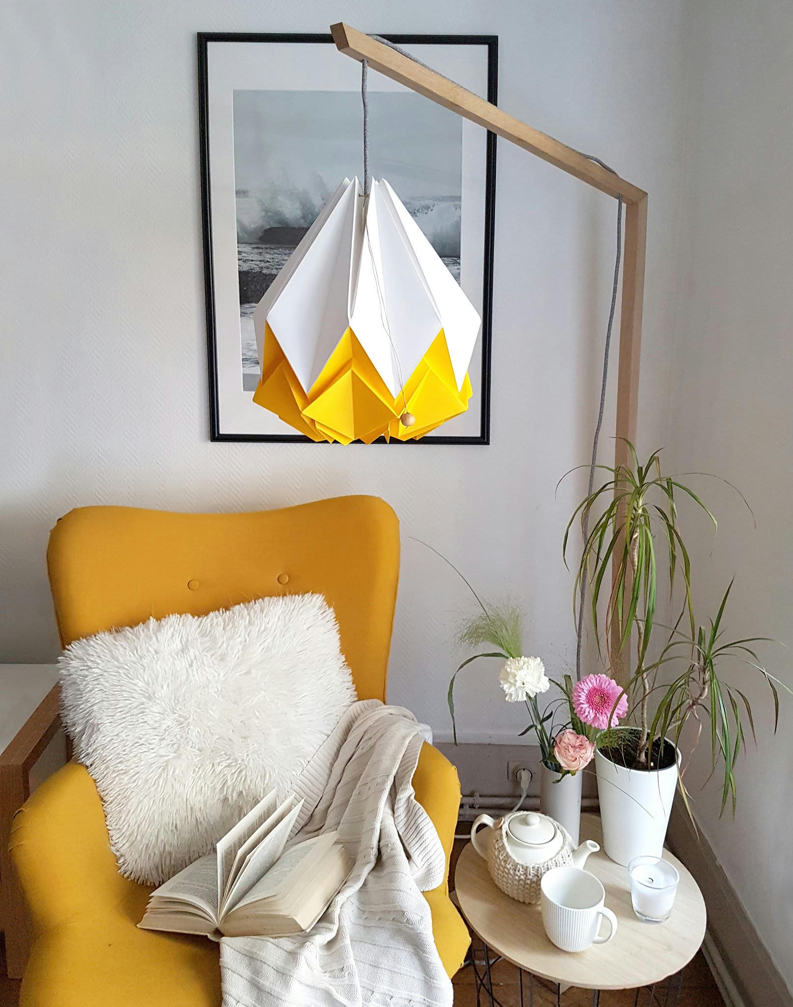 HANAHI - Suspension origami bicolore en papier taille L