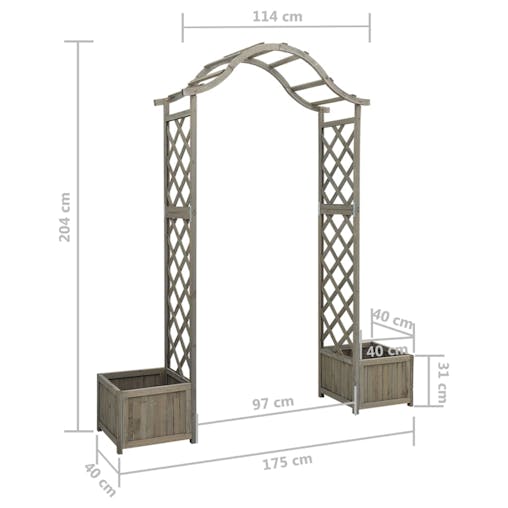 NNEVL Garden Pergola with Planter Grey Solid Firwood