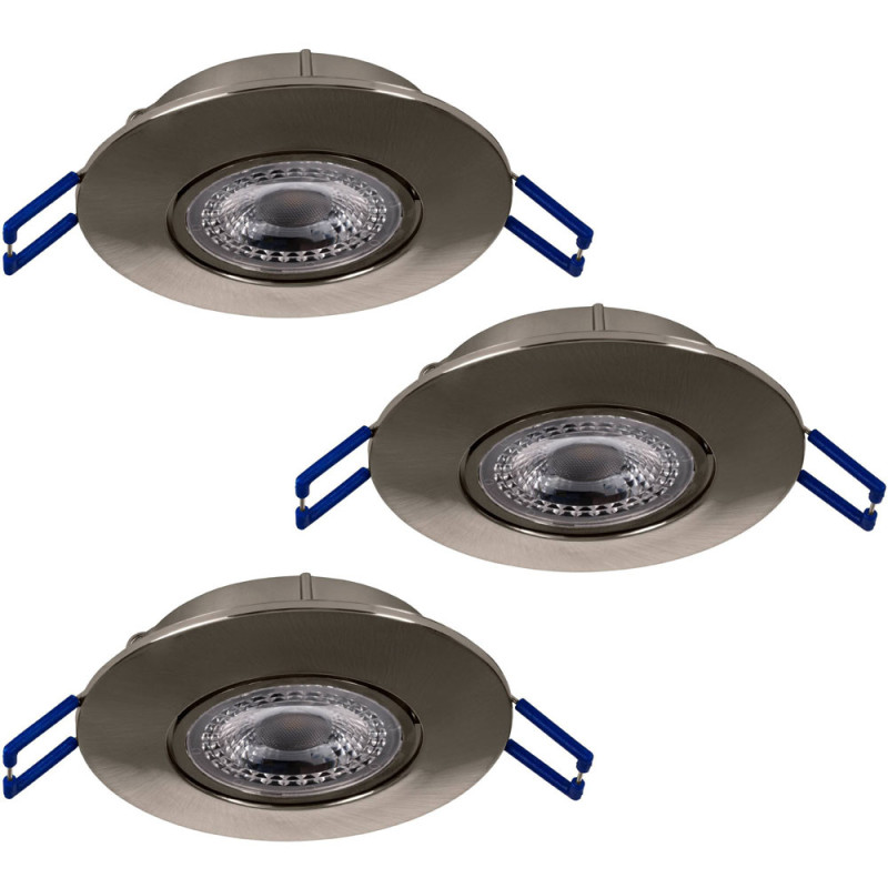 Spot encastrable LED Zujar nickel mat blanc chaud IP20 1020 lm 3,4 W 3 pièces EGLO