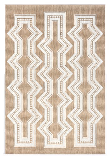 Lora Brown and Ivory Tribal Flatweave Indoor Outdoor Rug