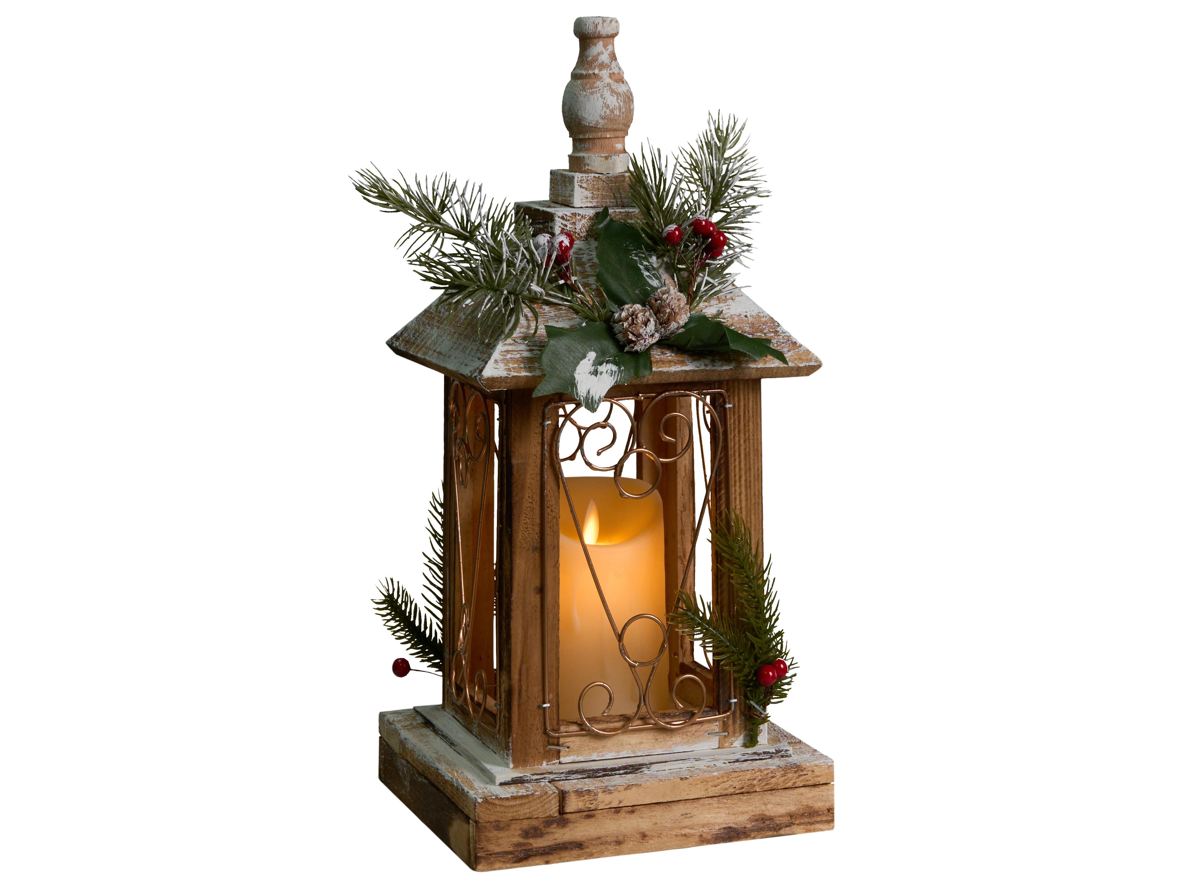 LED Lantern SAIMA Christmas Motif 40 cm Dark Brown
