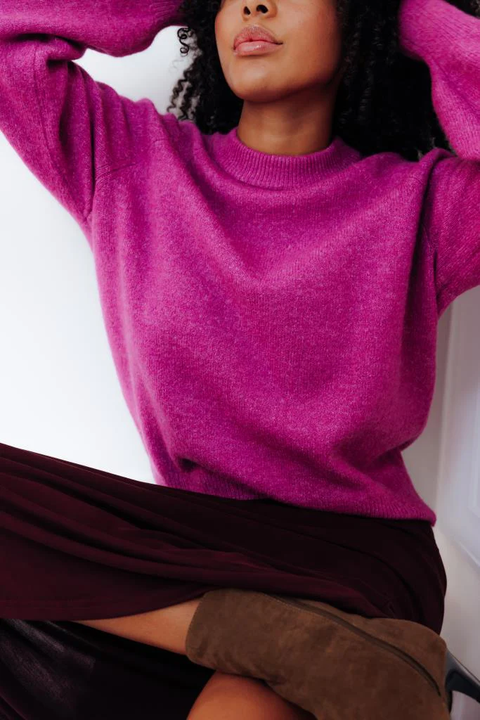 Pull oversize col rond manches raglan