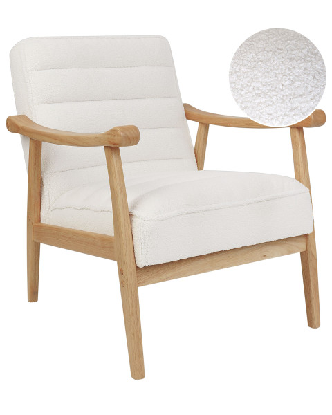 Fotel retro tapicerowany boucle biały