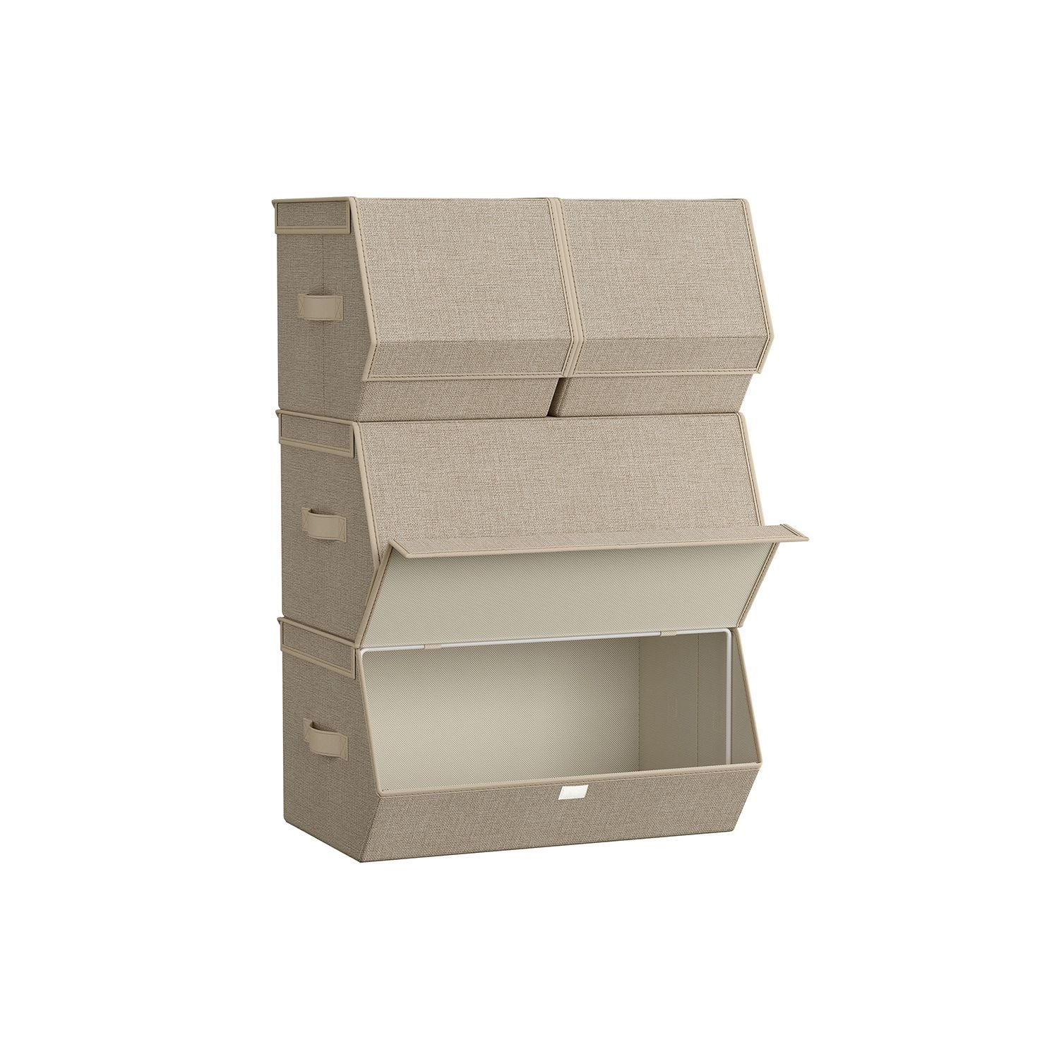 4 Boîtes de rangement avec couvercle beige sable