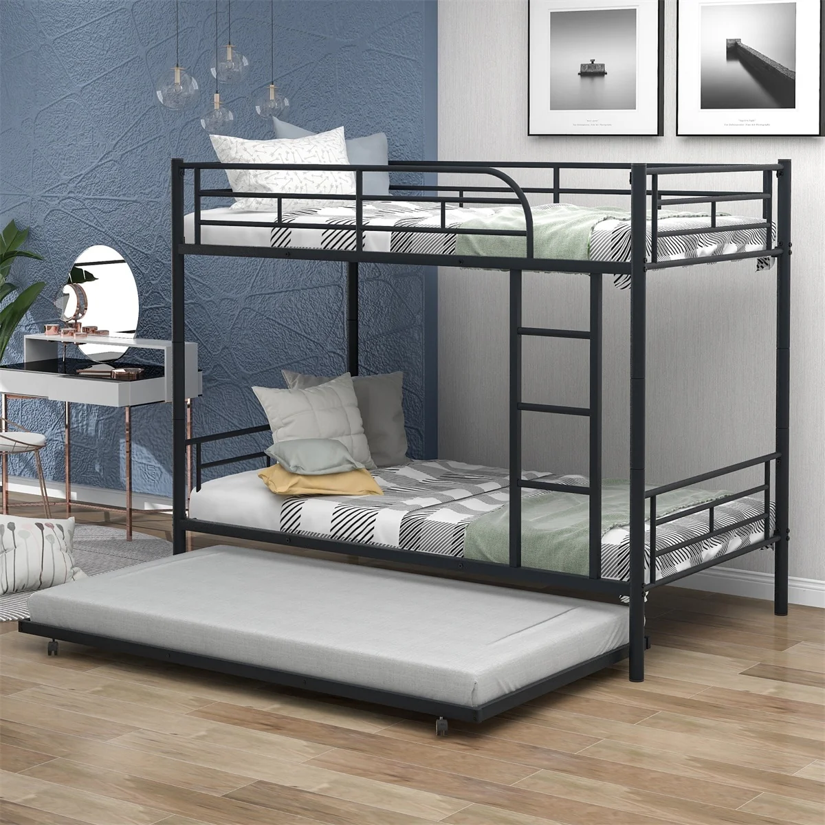 Merax Twin over Twin Metal Bunk Bed with Trundle