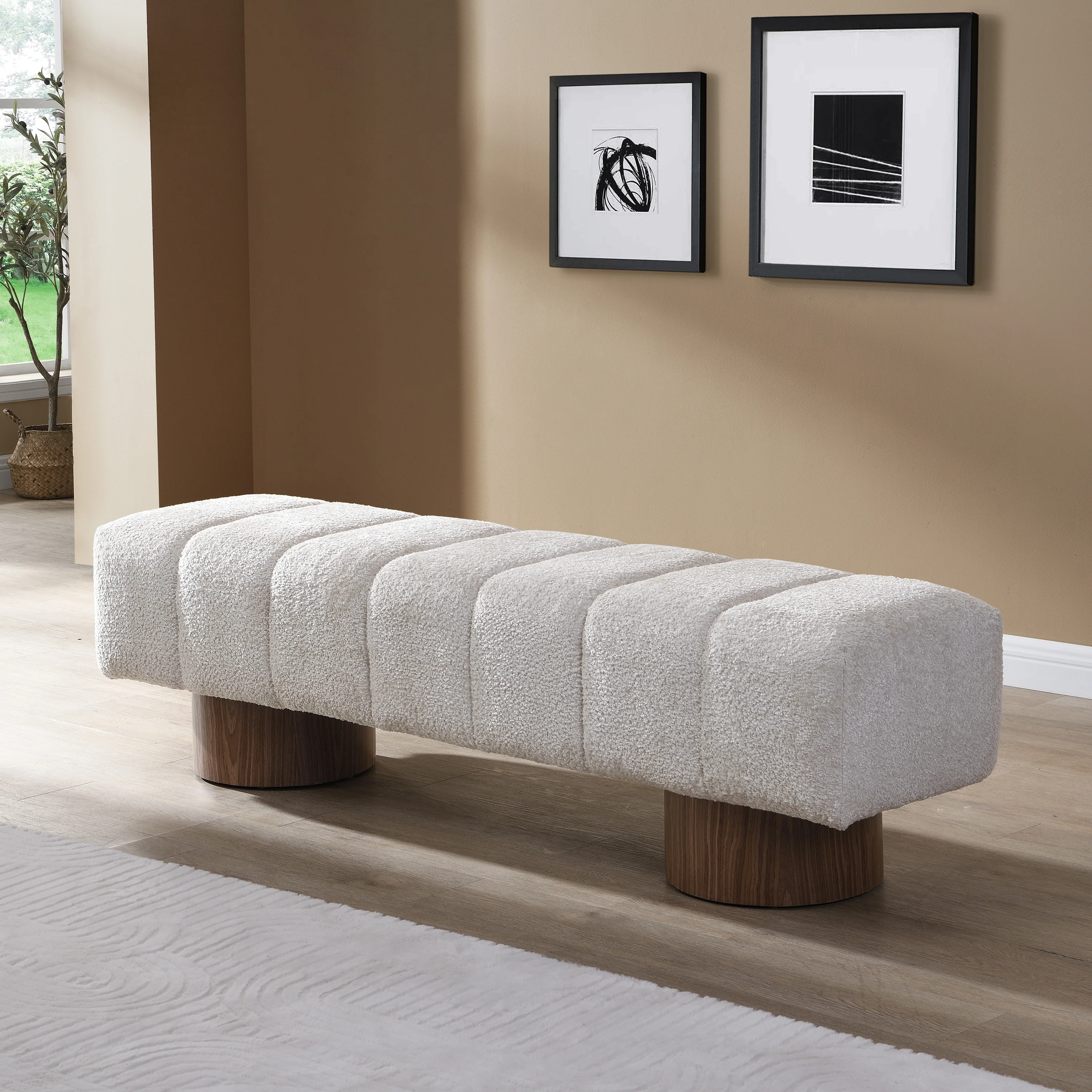 Christopher Knight Home - Daniel Upholstered Dining Bench, No-Assembly Entryway & Bedroom Ottoman with Sturdy Wood Legs