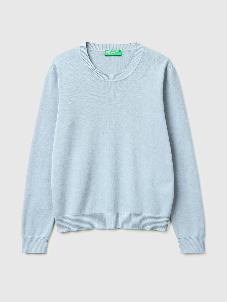 Light blue sweater in tricot cotton