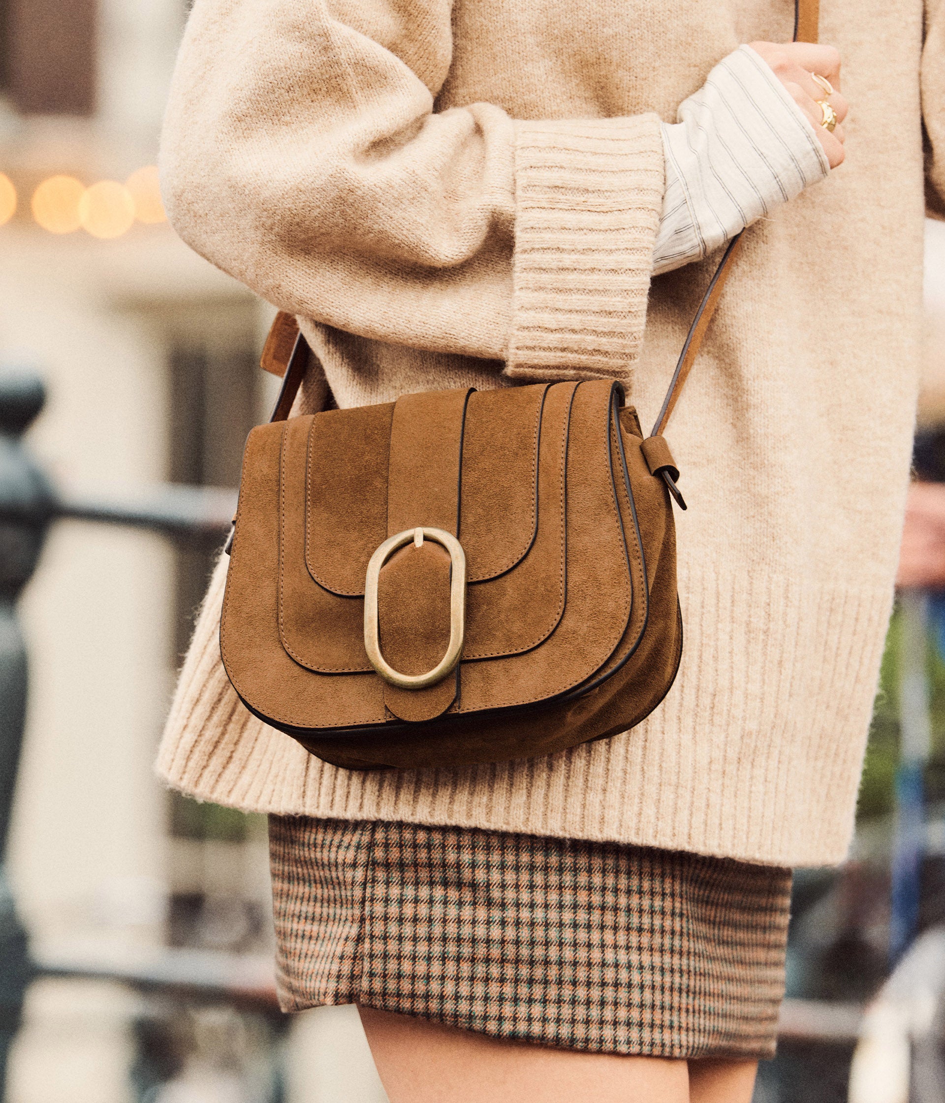 Sac cuir velours cognac Sybilla