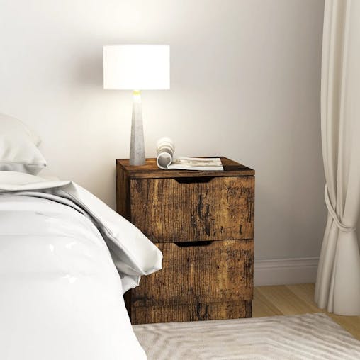 NNEVL Bedside Cabinet Smoked Oak 40x40x50 cm Chipboard