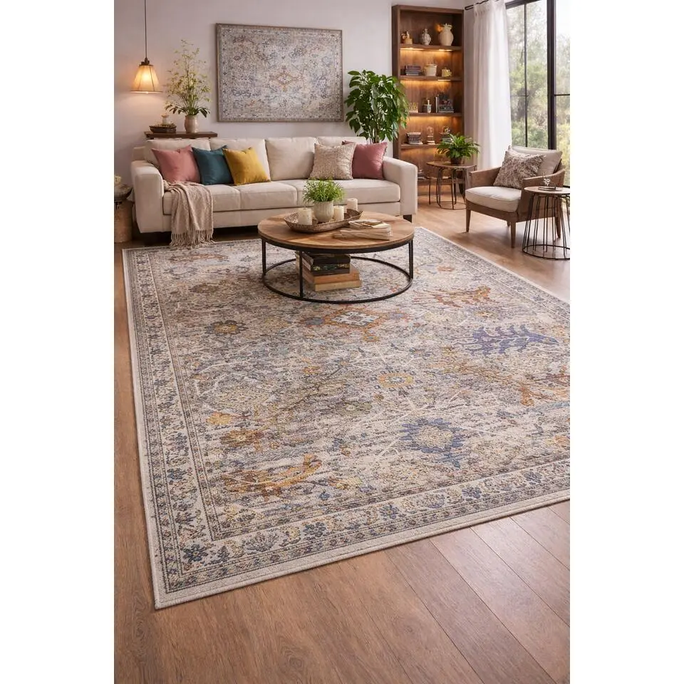 Picasso Sarough Vloerkleed Vintage Tapijt Woonkamer - Multi / Grijs - 240x290 CM