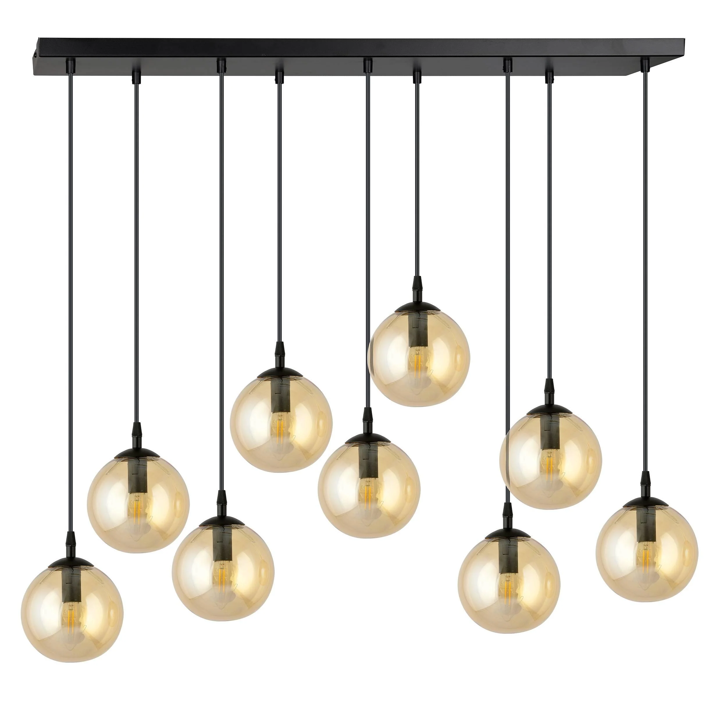 Glazen hanglamp eetkamer Cosmo 9-lichts