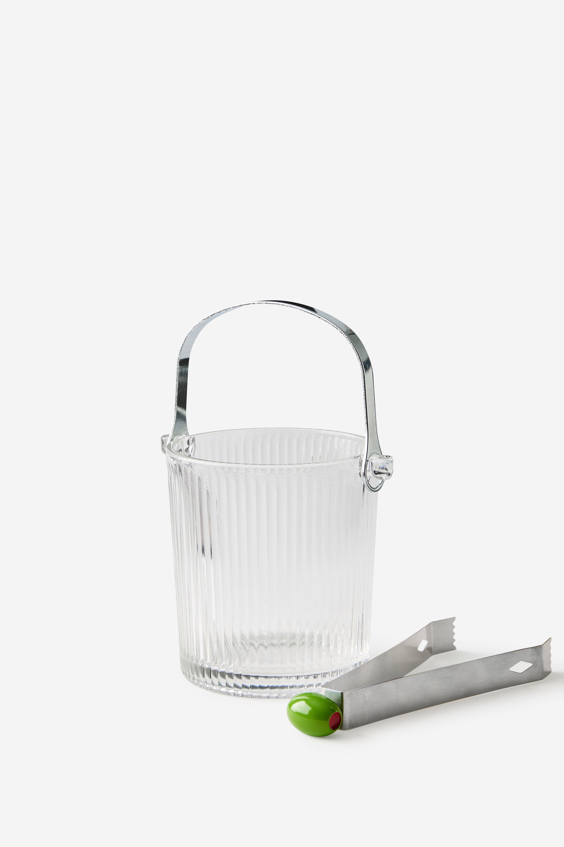 Glass Ice Bucket With Tongs