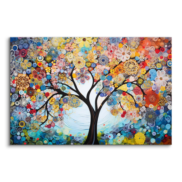 Obraz Kolorowe Kwiaty Na Drzewie W Stylu Boho 30x20cm