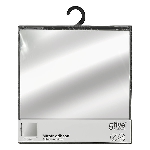 Lot de 4 Miroirs Carrés adhésifs 30x30cm - 5Five