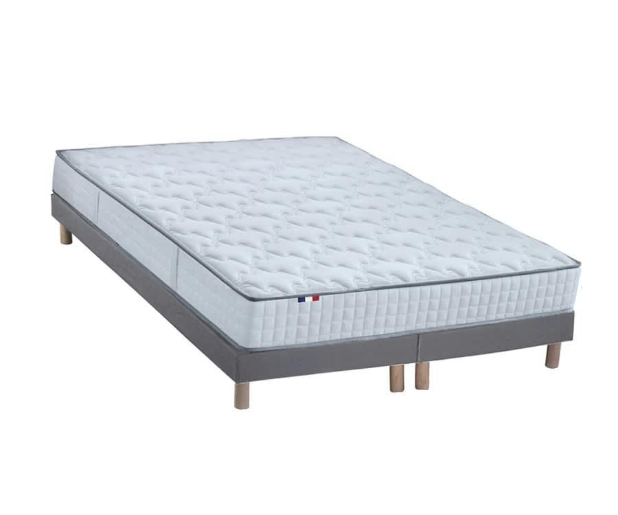 ENSEMBLE COSMOS - Ensemble matelas ressorts sommier gris 160x200