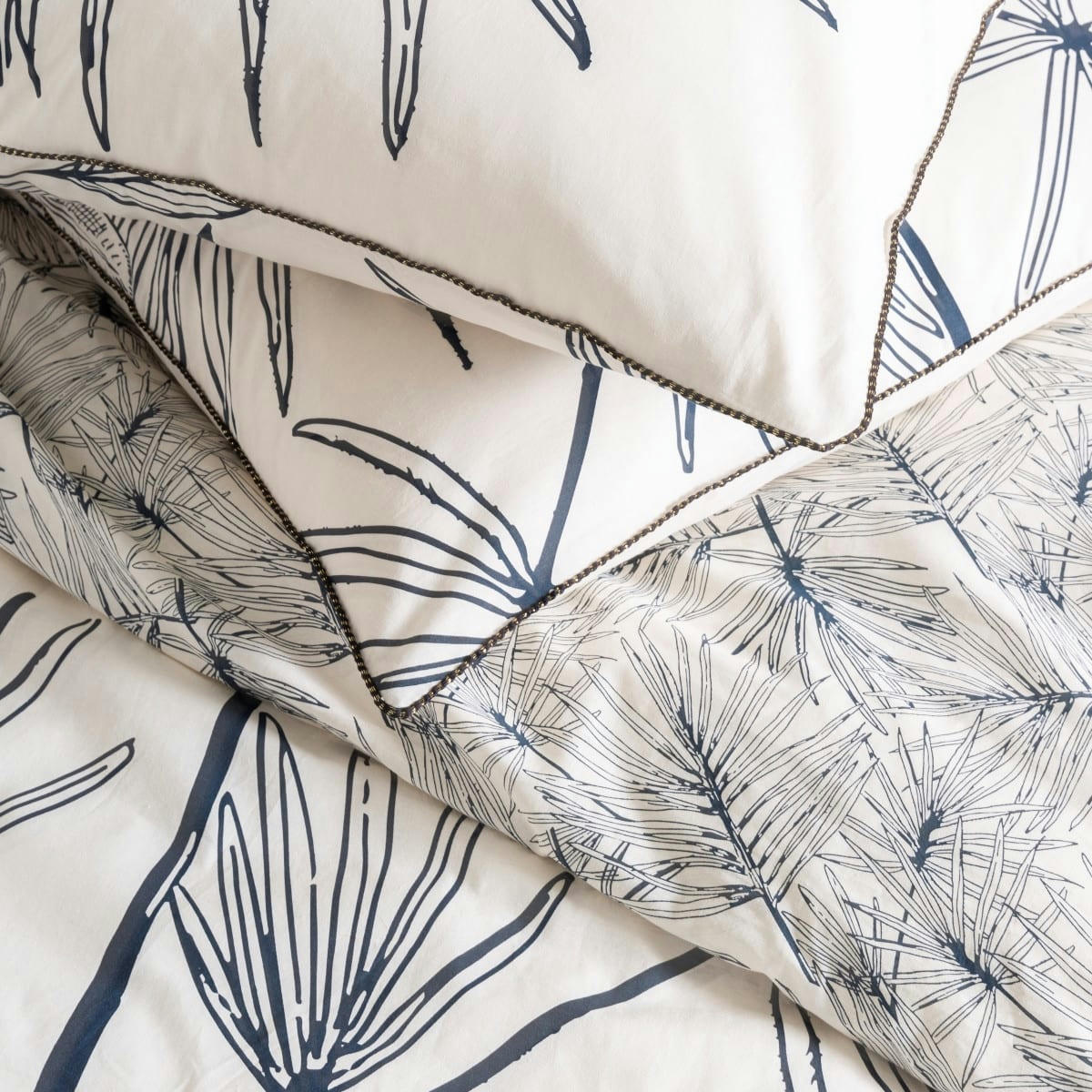 ORPHEE - Parure de lit 2 personnes coton  imprimé blanc 240x220cm