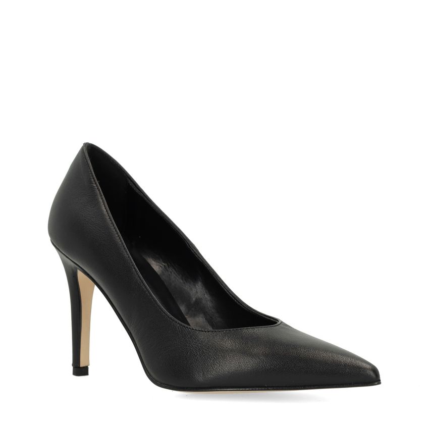 Manfield Zwarte leren pumps