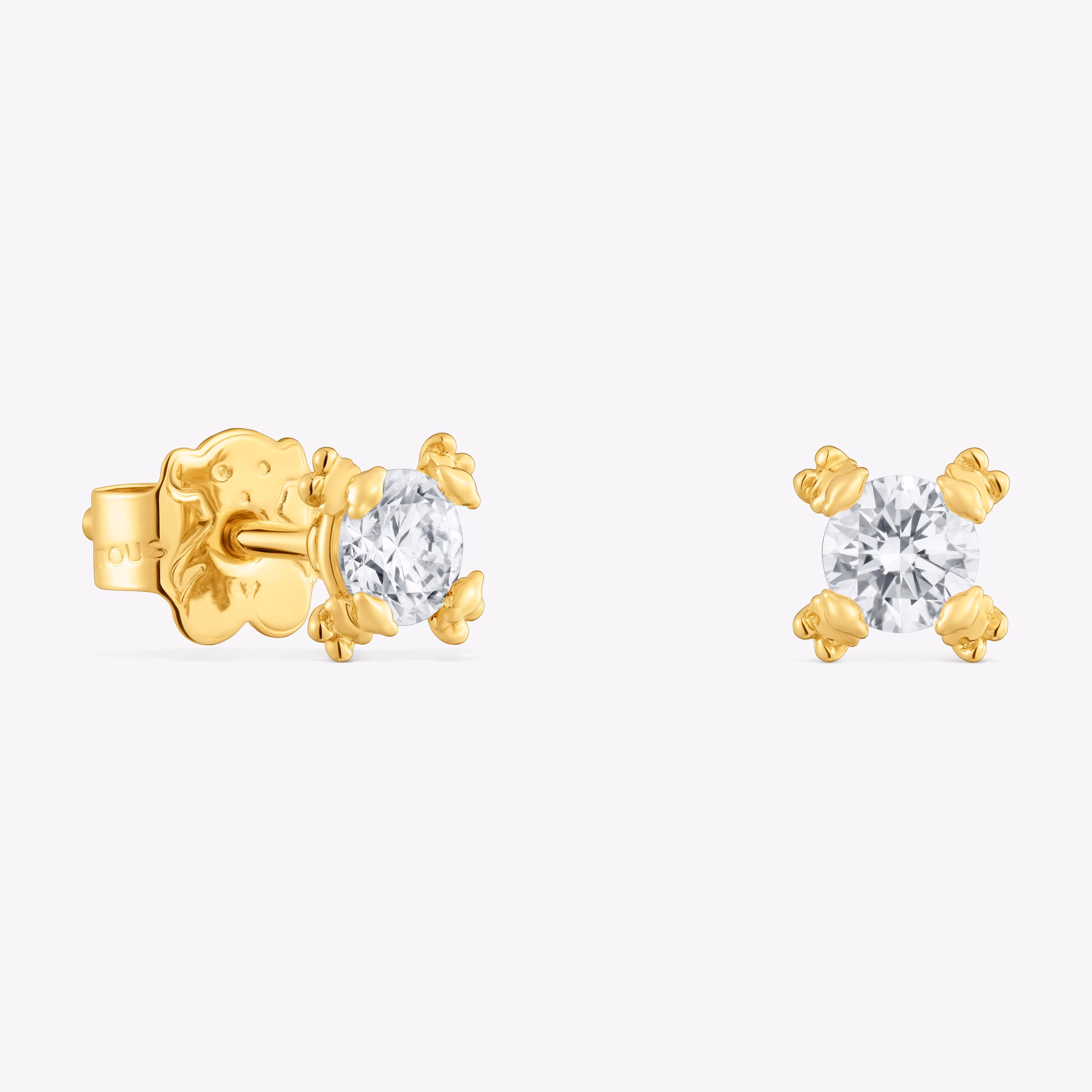 Pendientes con baño de oro 18 kt sobre plata y diamantes creados en laboratorio 6 mm Color Pills