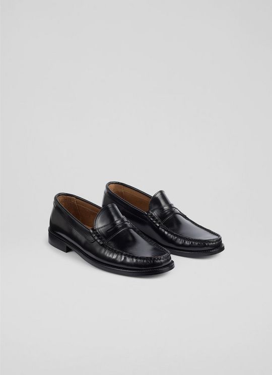 Solo Black Leather Loafers
