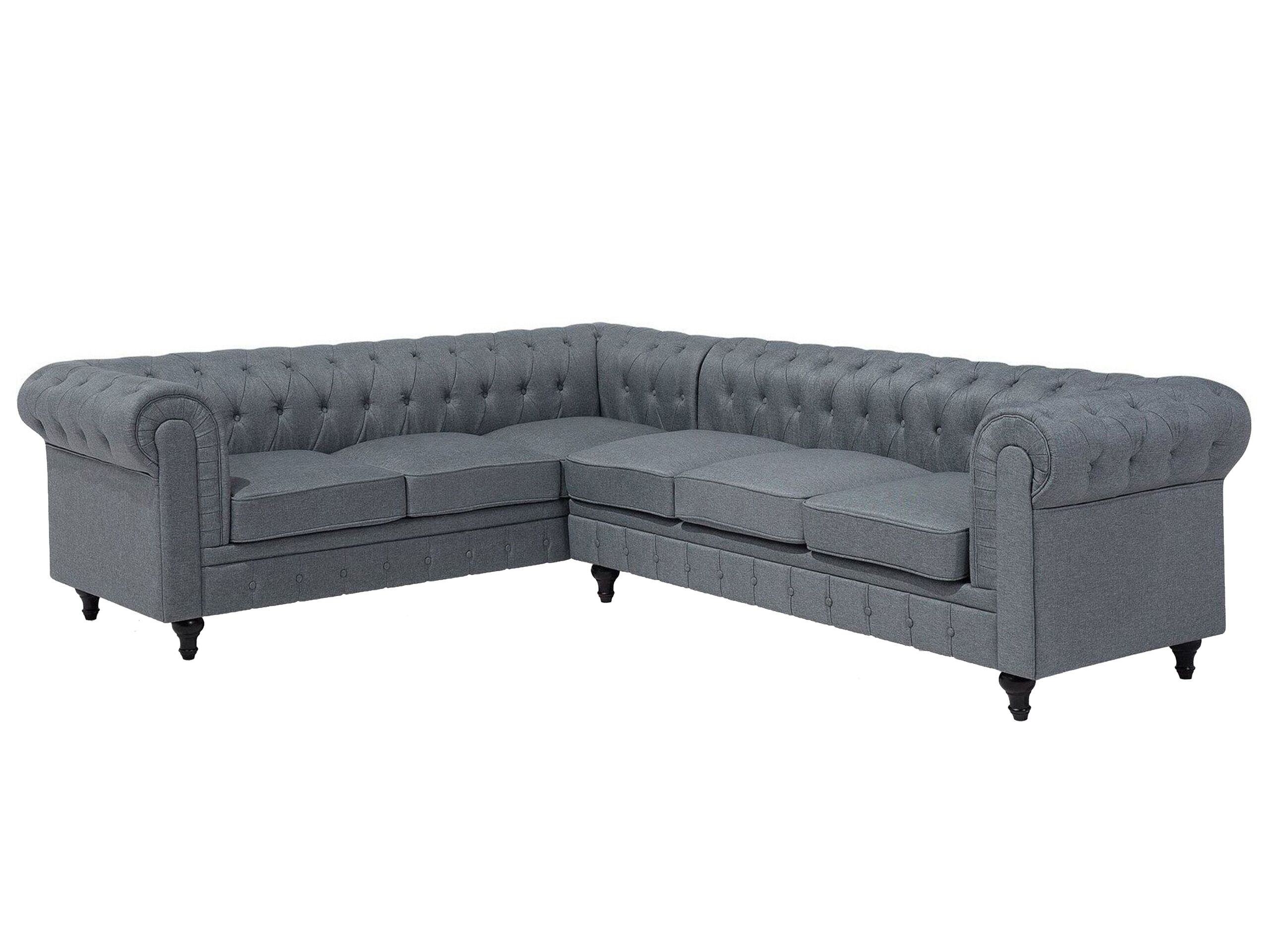 Narożnik rogówka chesterfield jasnoszary