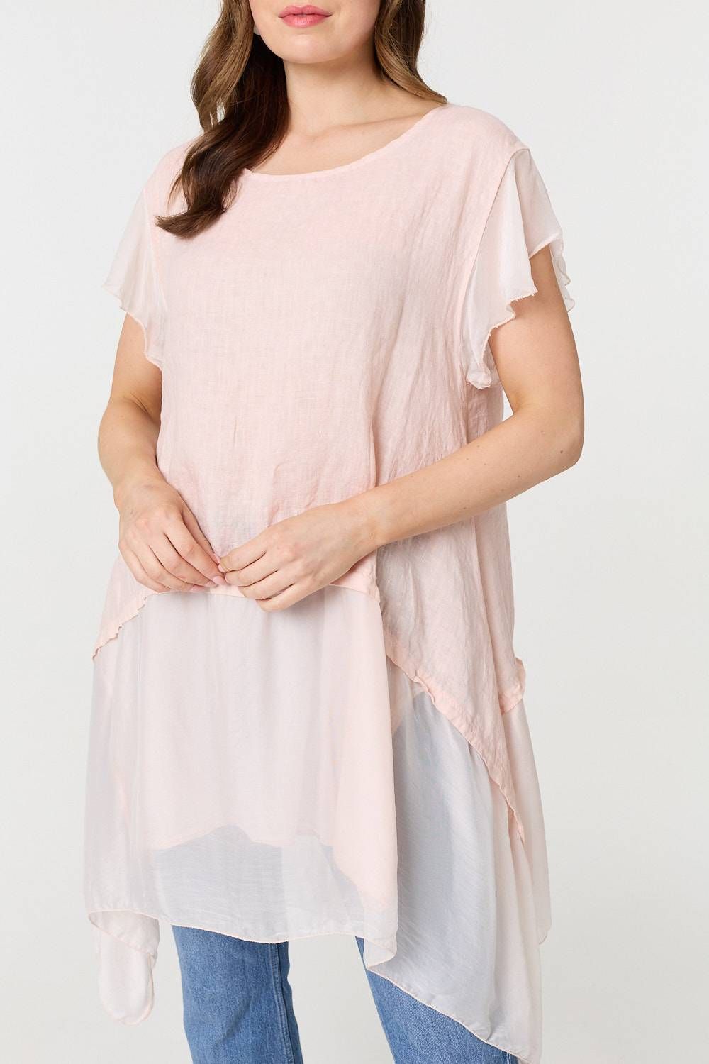 Izabel London Cap Sleeve Relaxed Longline Tunic Top