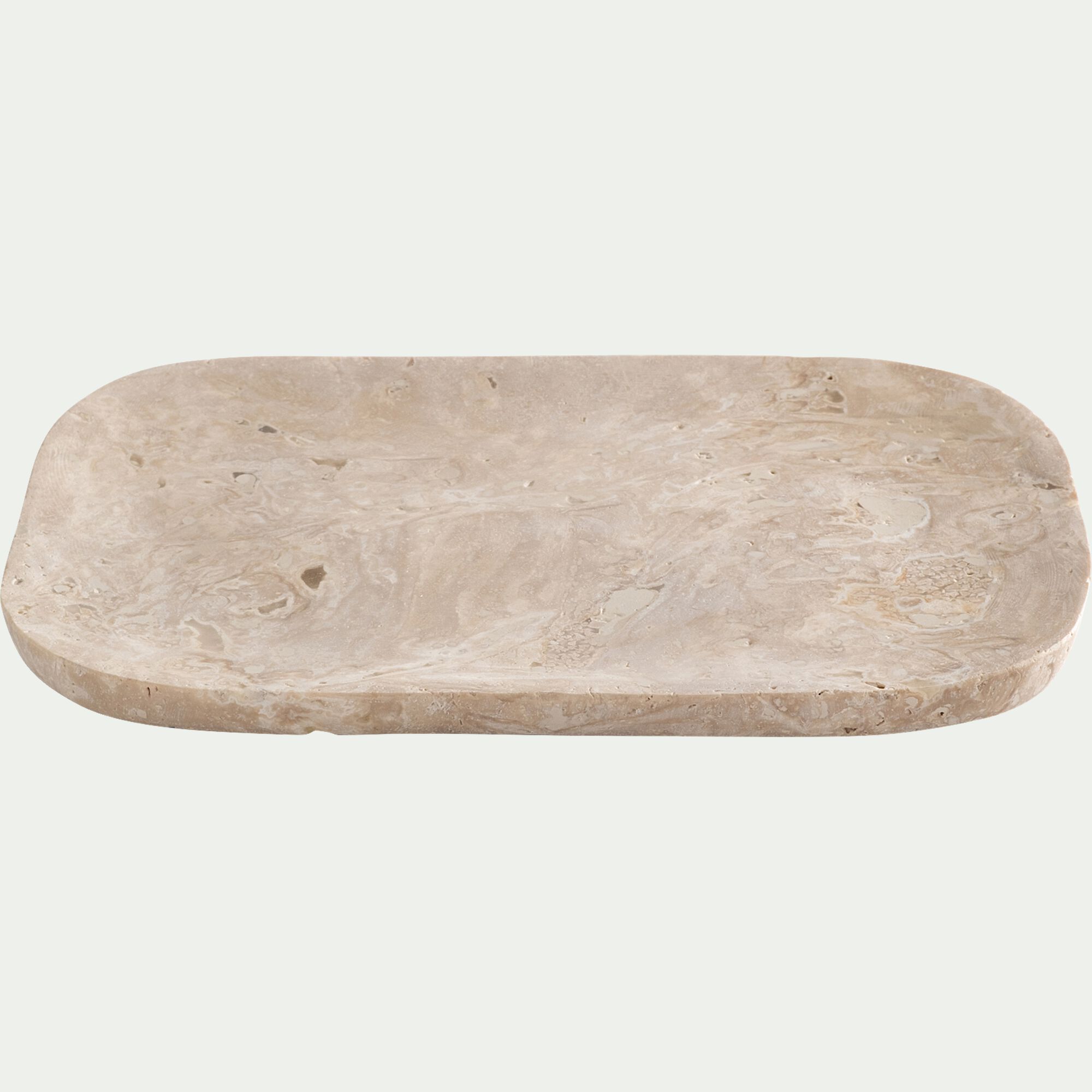 KORNEL - Plateau déco en travertin 25x18cm - beige