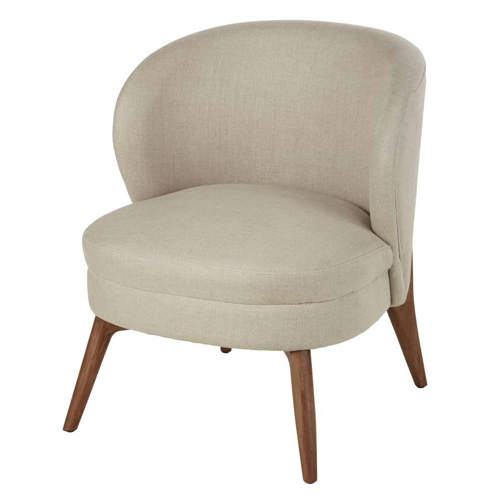 Katie - Fauteuil en lin beige ficelle