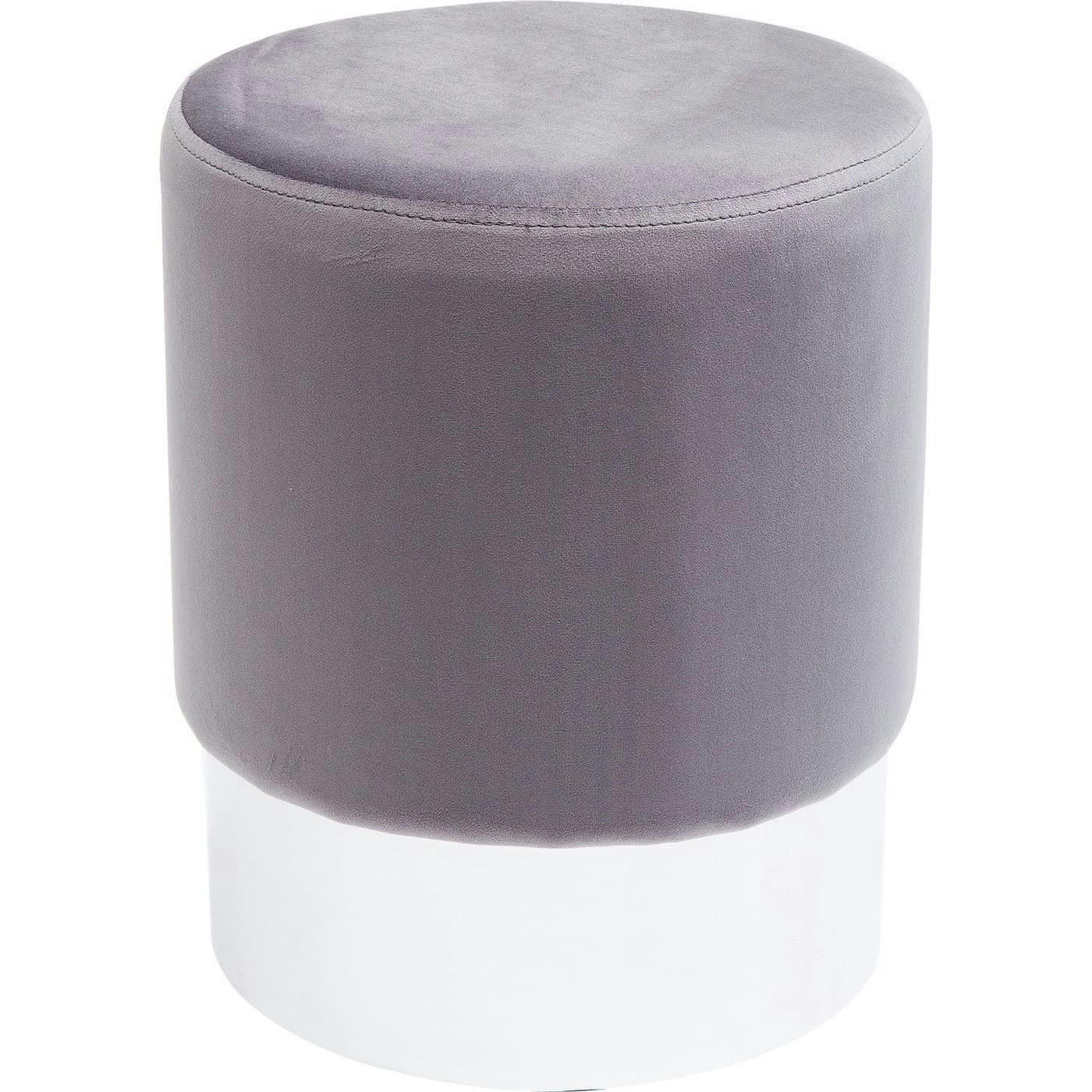CHERRY - Tabouret en velours gris clair et acier chromé