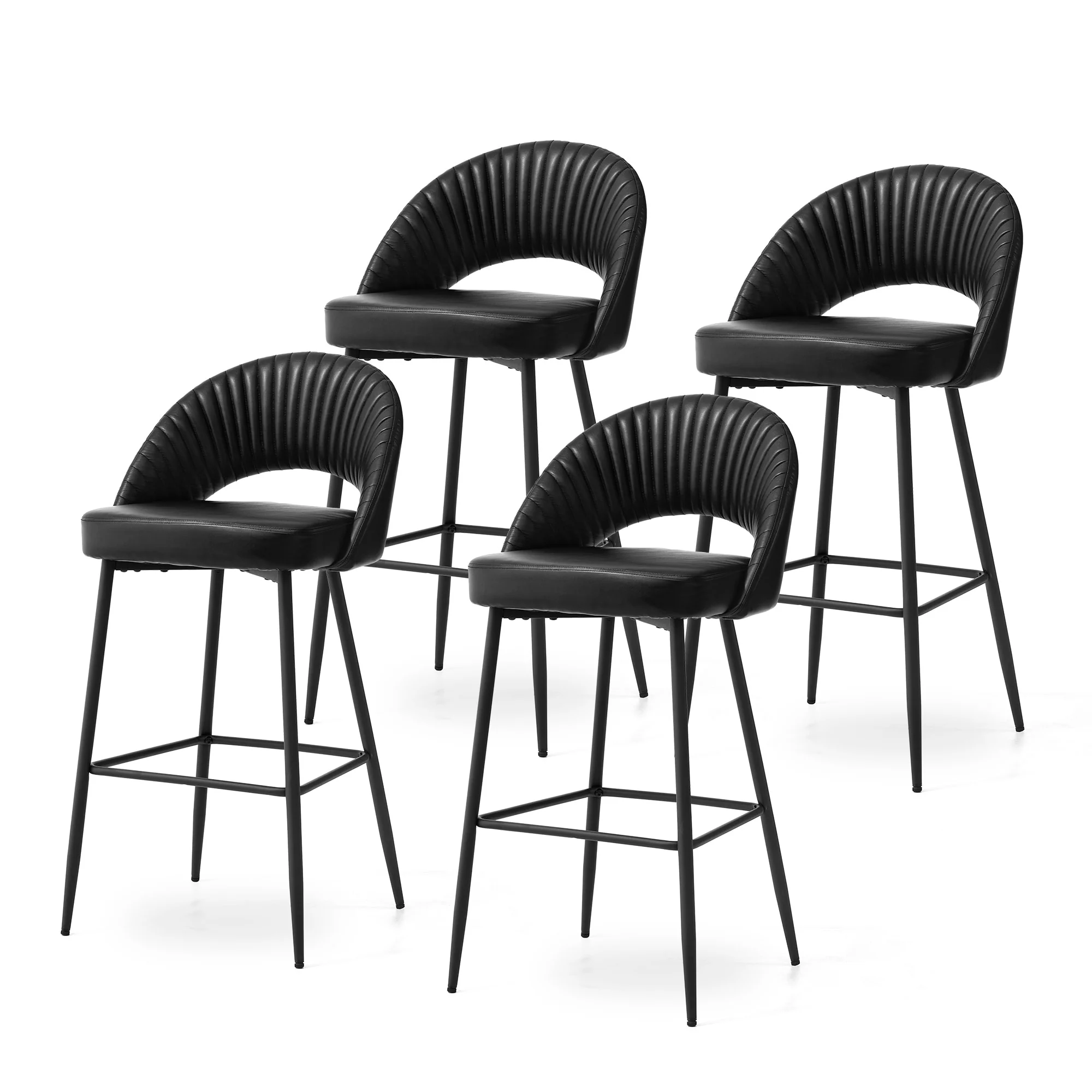 Glitzhome Modern Quilted Leatherette Tapered Legs Bar Stools Set of 4 or 6
