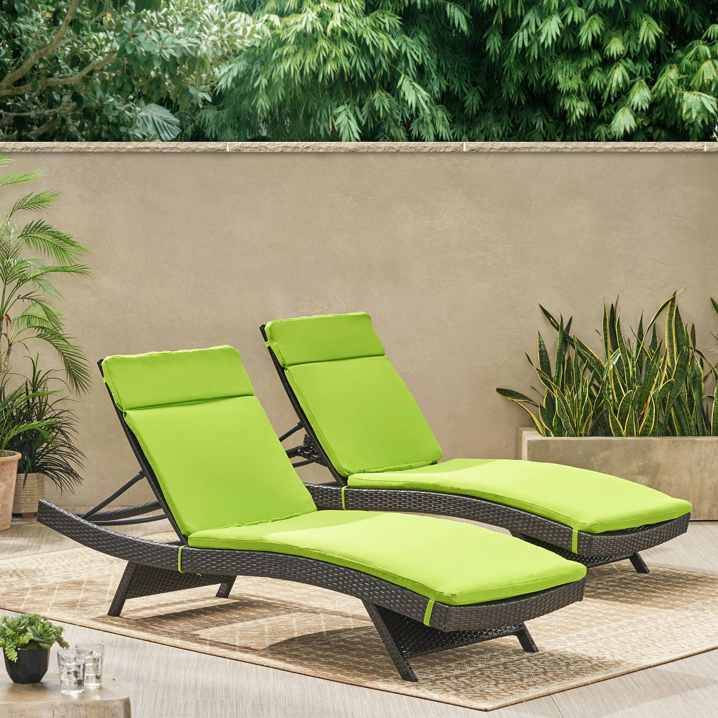 Salem Outdoor Wicker Lounge with Water Resistant Cushion (Set of 2) by Christopher Knight Home