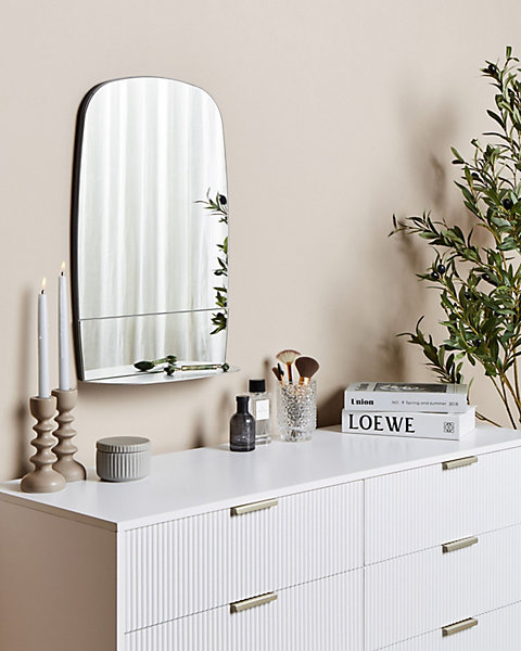 Miroir mural avec étagère BRANNAY 40 cm 60 cm Argenté
