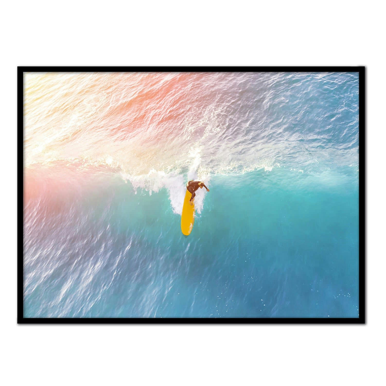 MAR - Affiche avec cadre noir - Sur la Crête de la Vague - 50x70