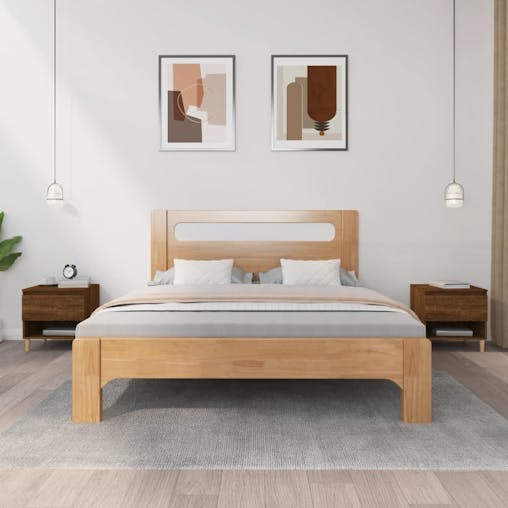 NNEVL Bedside Tables 2 pcs Brown Oak 50x46x50 cm Engineered Wood