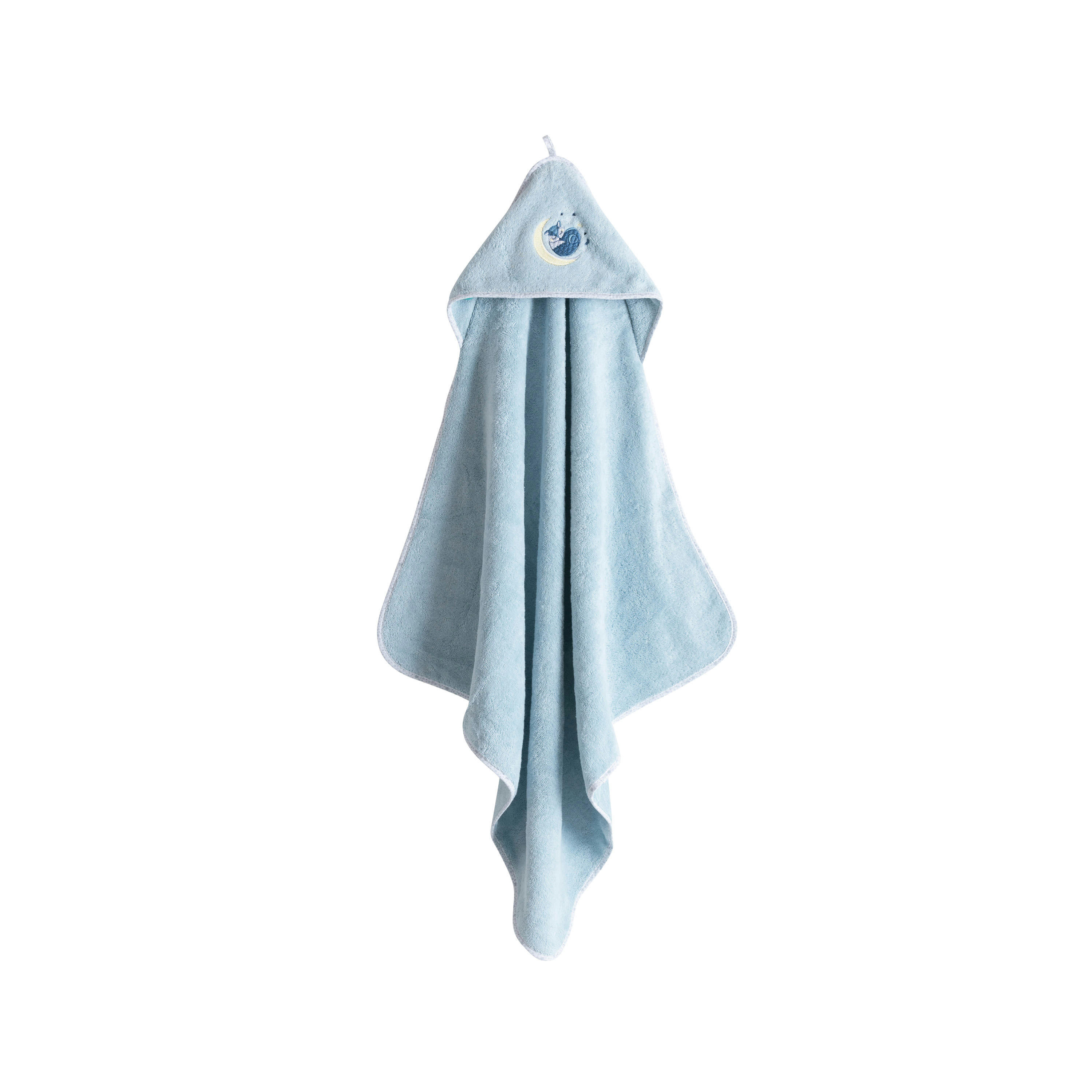 ILLUMINE - Cape de bain Bleu Polaire brodé bouclette bleu 80 x 80 cm