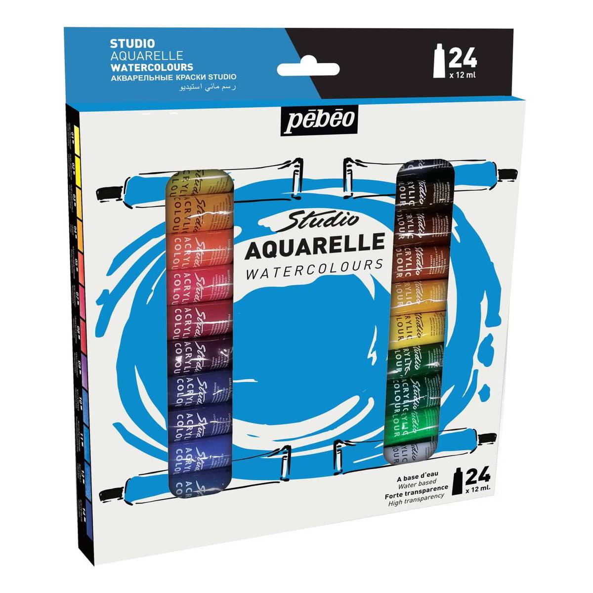 Pebeo Studio Aquarelle Watercolours 12ml 24 Pack