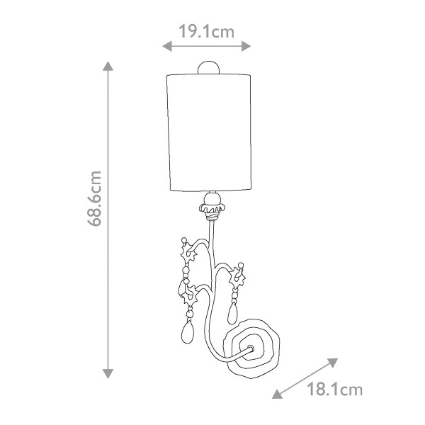 Kinkiet złoty Tivoli 1xE27x60W wym:68,6x19,1x18,1cm IP20 Flambeau
