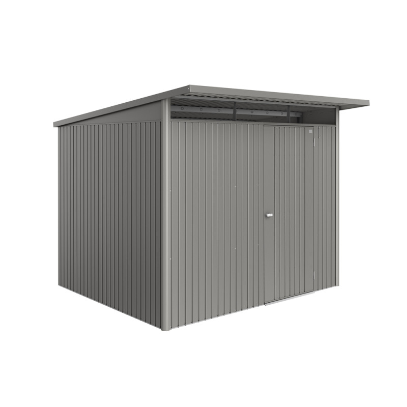 Abri de jardin en métal AvantGarde Eco 1 porte gris métallisé 2,6 x 2,55 x 2,18 m BIOHORT