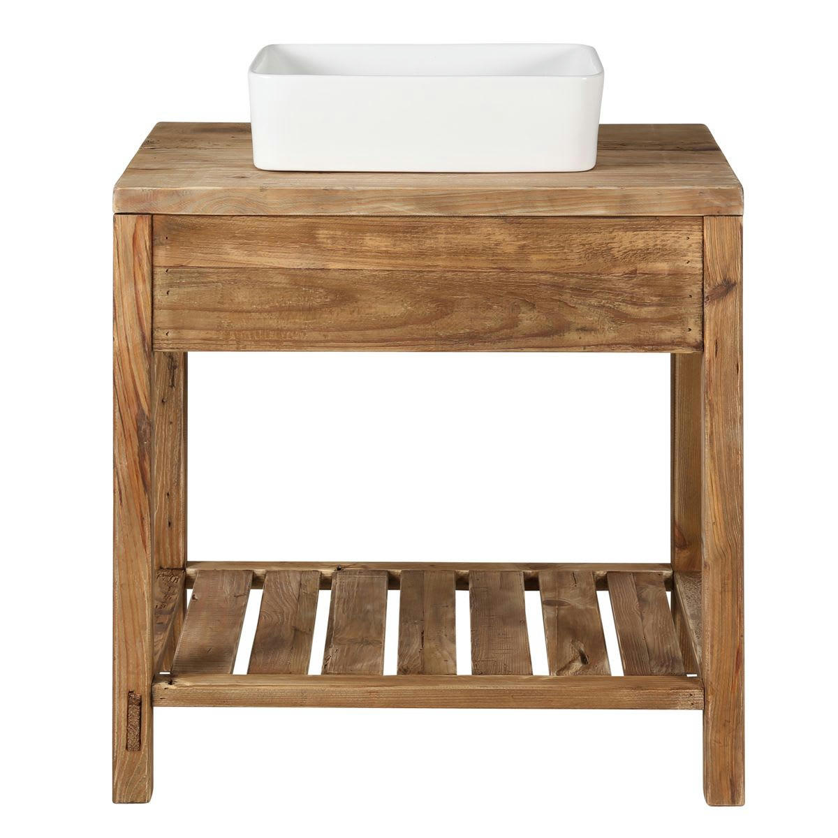 NEBRASKA - Meuble de salle de bain en pin recyclé 80 cm