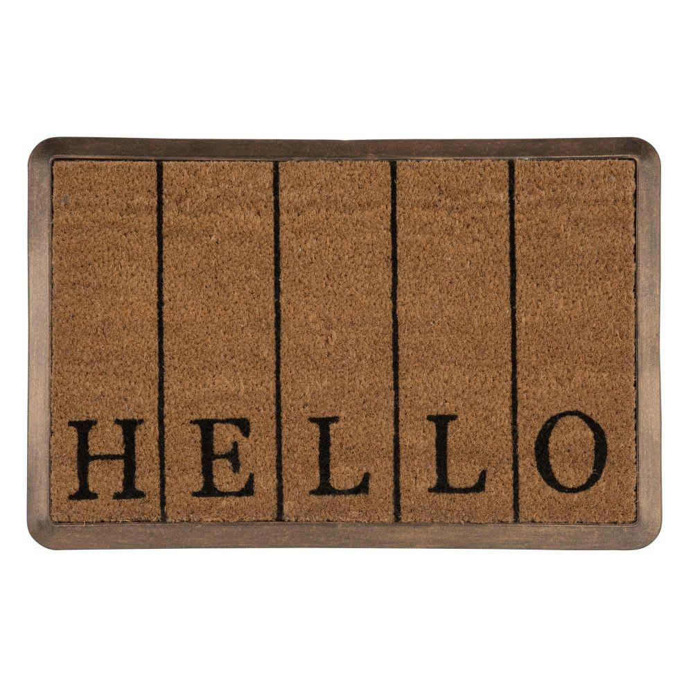 HELLO - Paillasson en fibre de coco imprimé noir 40x60