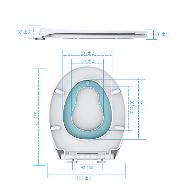 Abattant WC Familial TODOT forme Ovale avec Siège Enfant Bleu Magnétique Retirable et Frein de Chute
