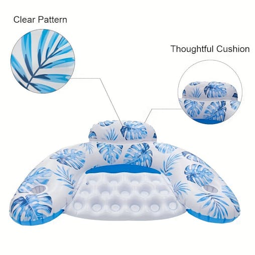 NNETM Leaf Pattern U-Shape Inflatable Pool Float Lounger