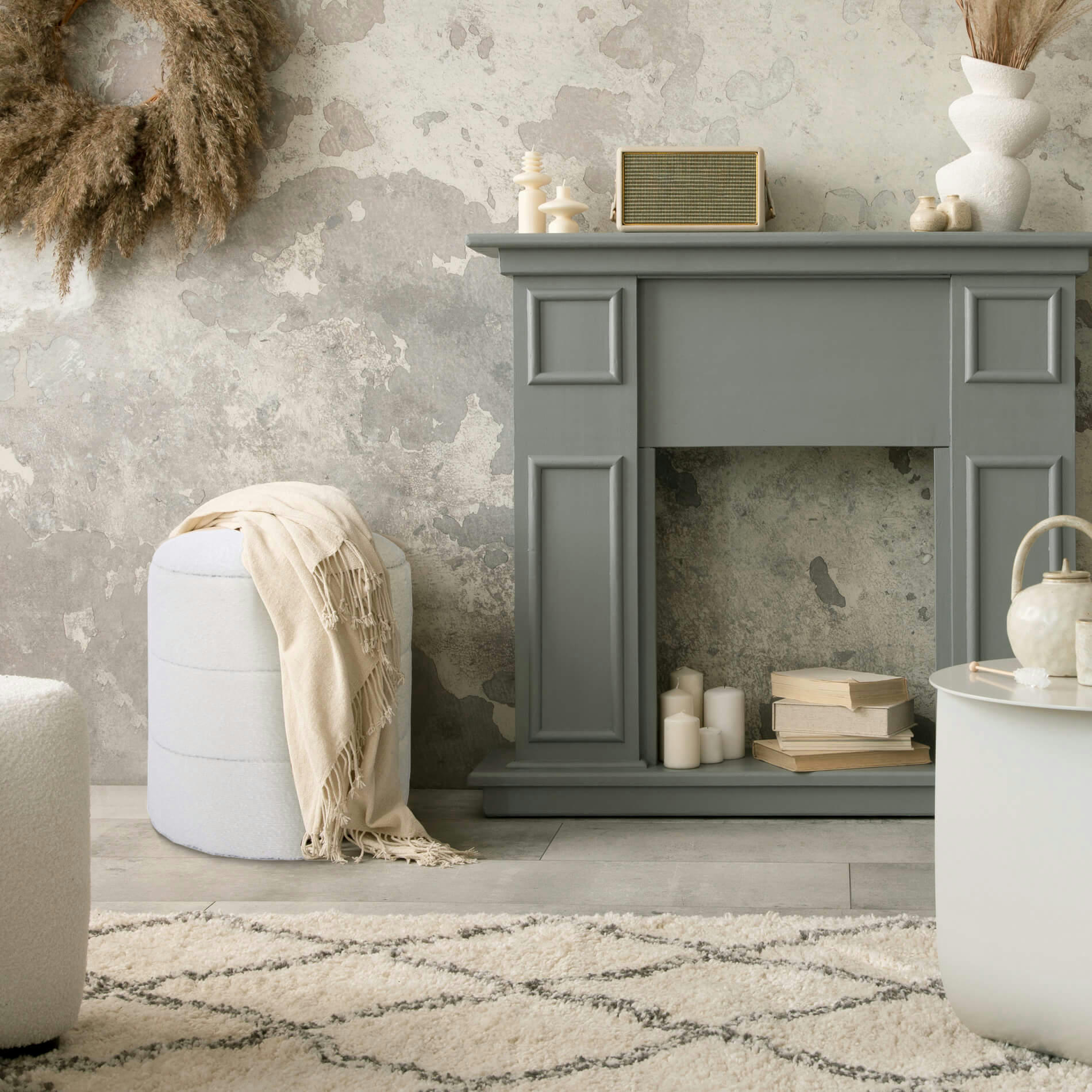 - Repose-pieds coffre de rangement avec couvercle en polyester blanc