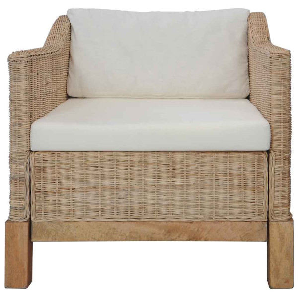 Fotel z poduszkami naturalny rattan