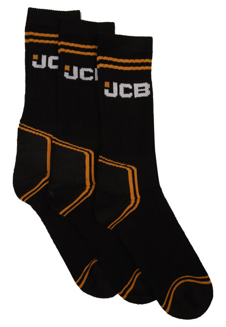 Mens 3pk Black Stripe JCB Ankle Socks