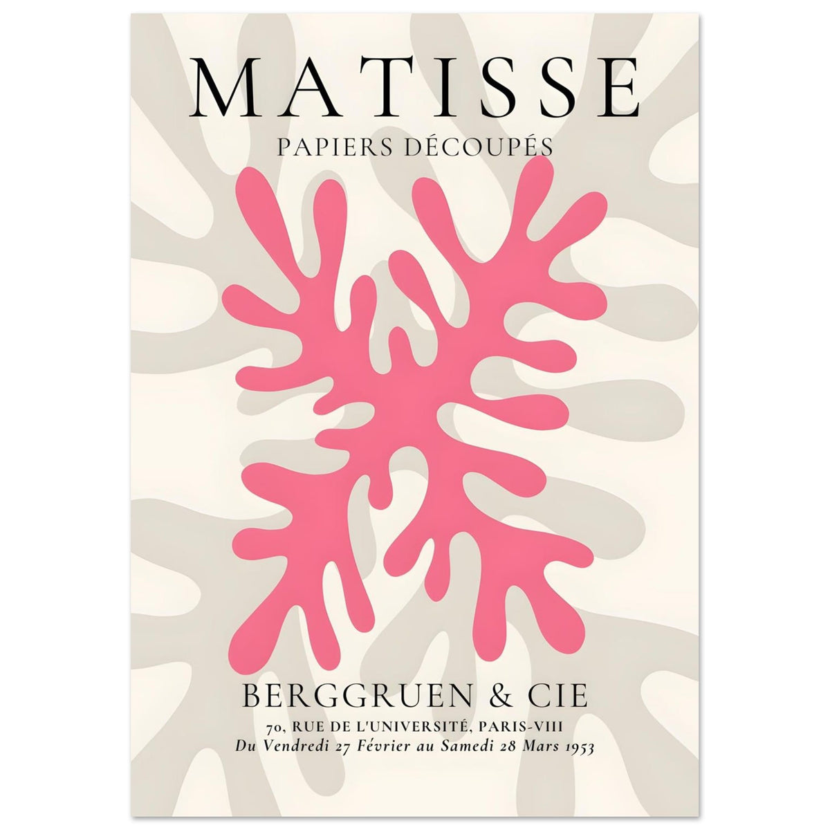 Artfulprints Poster Matisse – Pink coral  - A4 21x29.7 cm - Roze